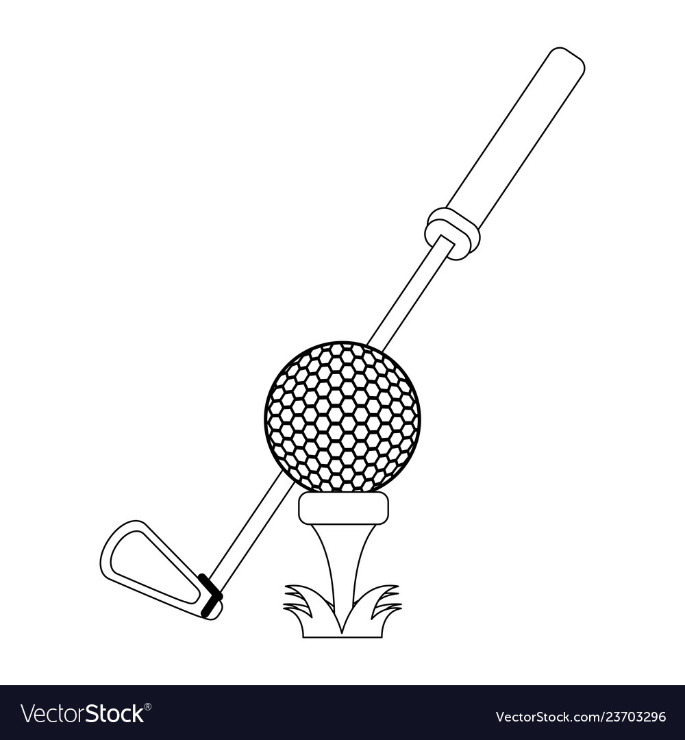 Golf sport game black and white Royalty Free Vector Image