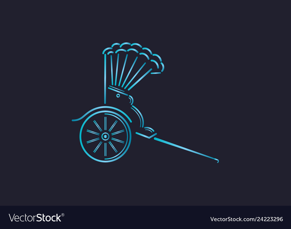 Japanese rickshaw line art Royalty Free Vector Image