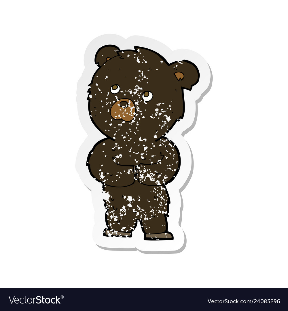 Retro distressed sticker of a cartoon black bear