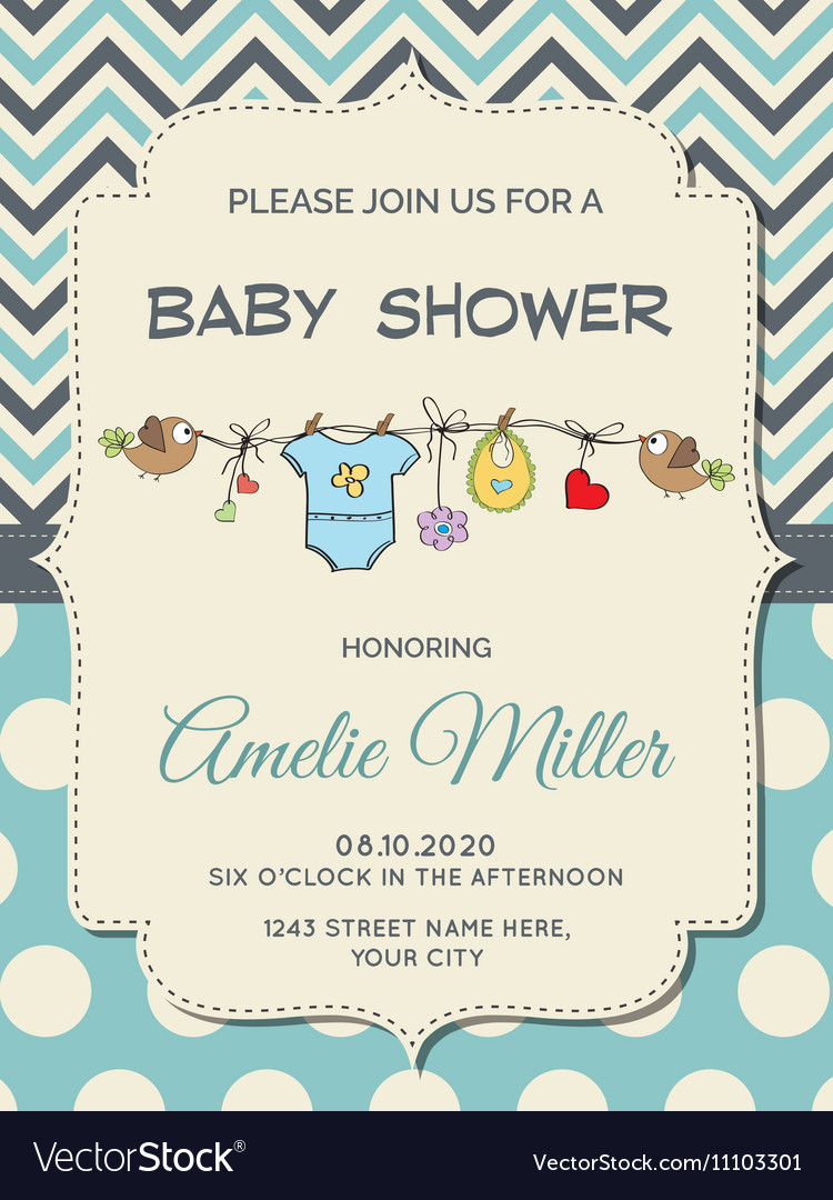 Beautiful Baby Boy Shower Card Royalty Free Vector Image