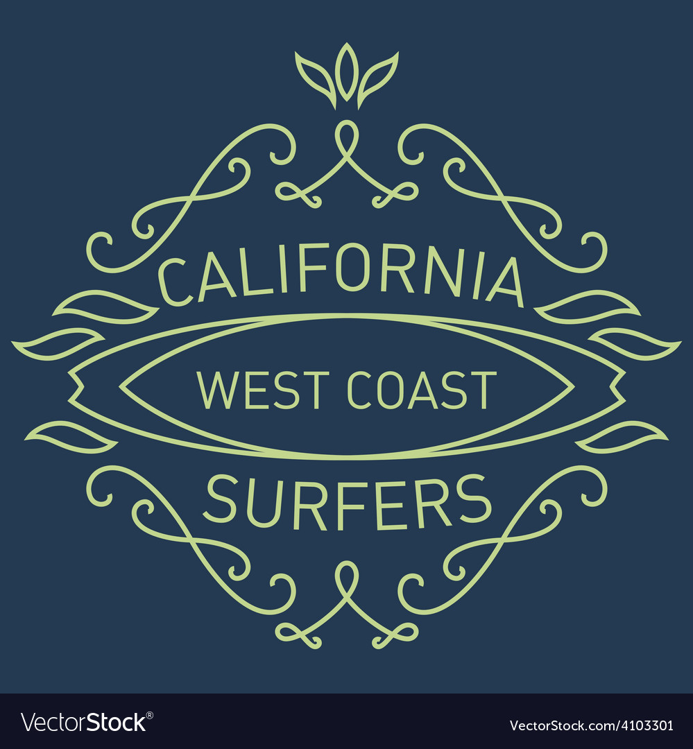 California west coast surfers monograms style Vector Image