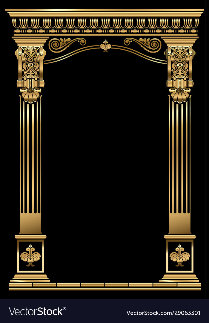 Classic antique gold vintage luxurious arch frame Vector Image