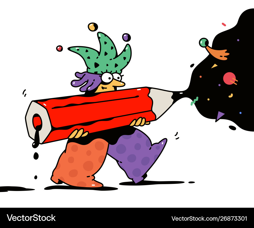 Creative Character With A Pencil Designer Joker Vector Image
