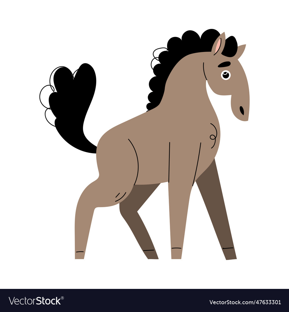 Cute horse with tail and mane as farm animal Vector Image