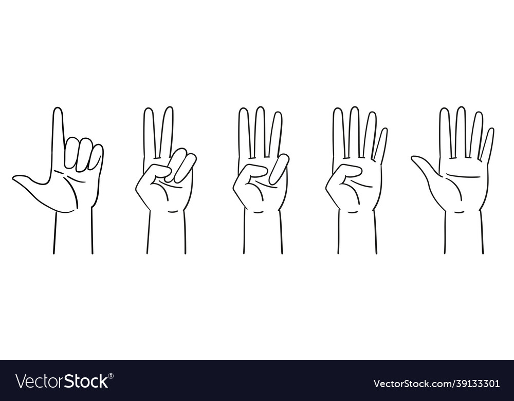 Designation of numbers with hands gestures Vector Image