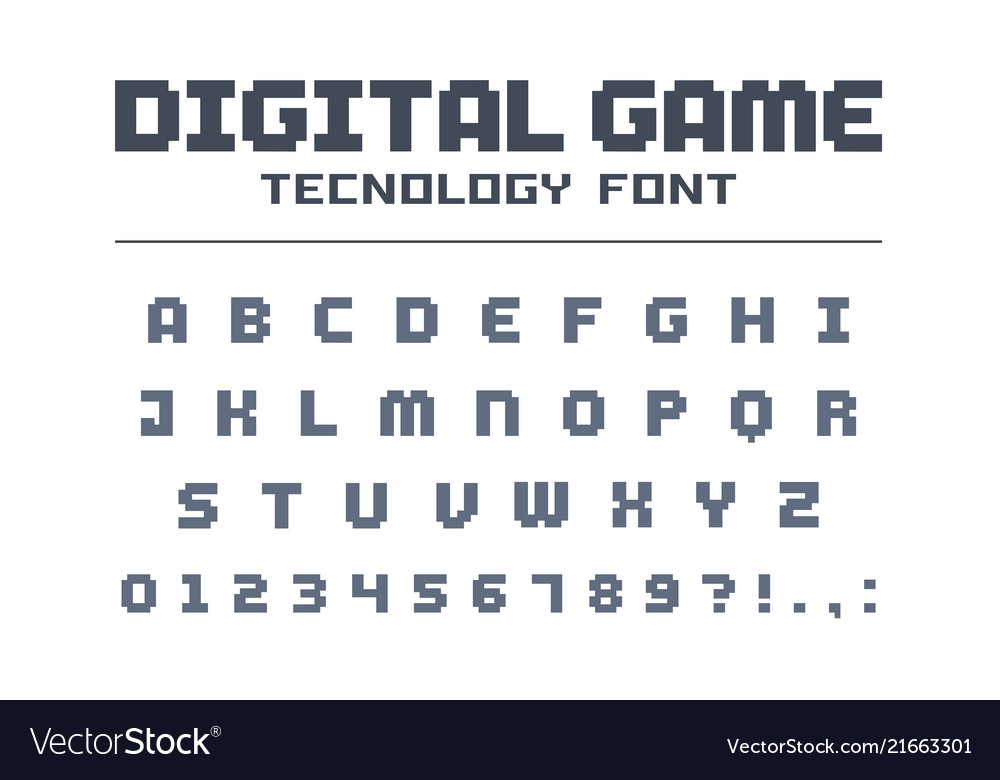Digital game technology font retro letters Vector Image