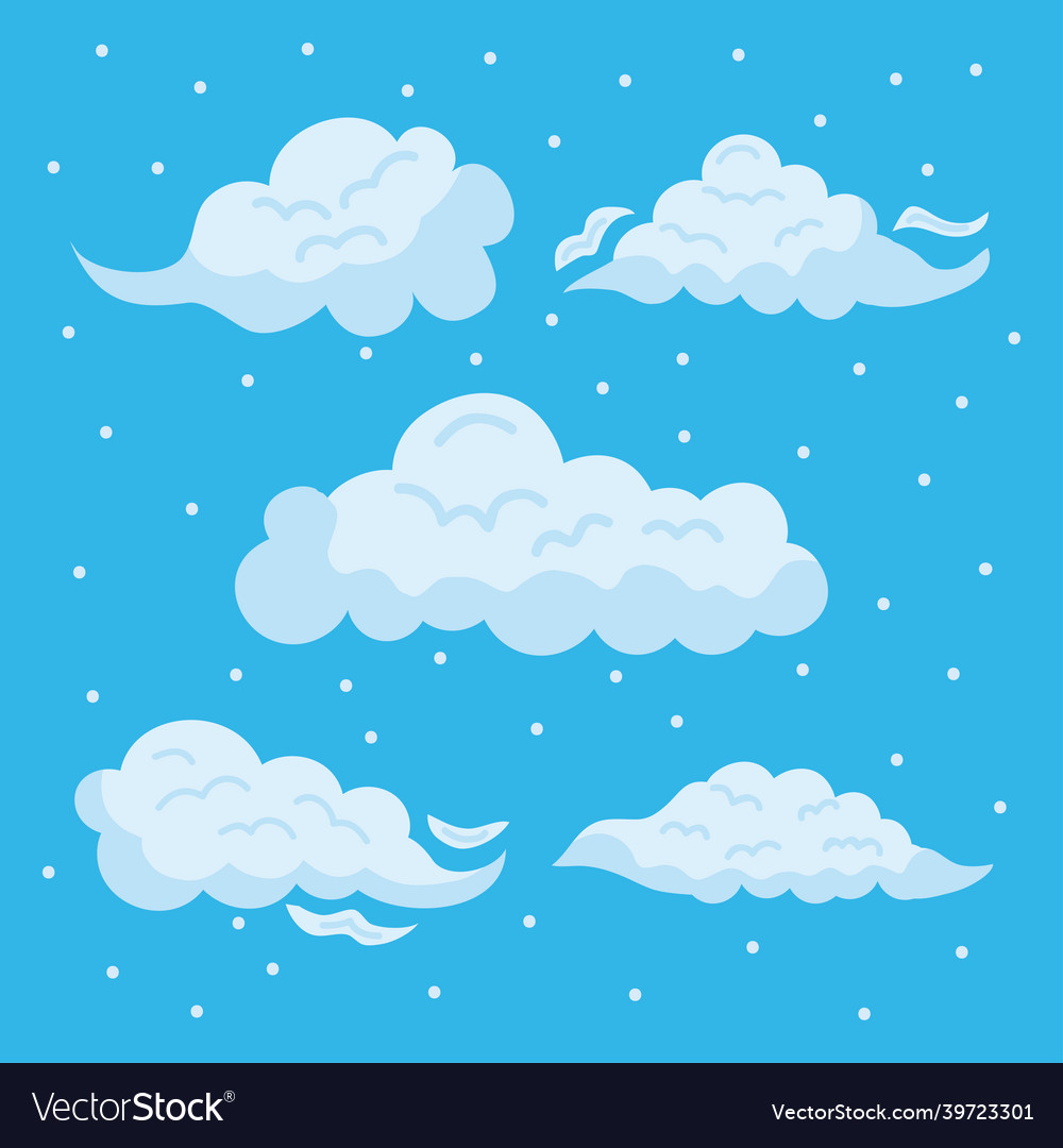 Five clouds sky icons