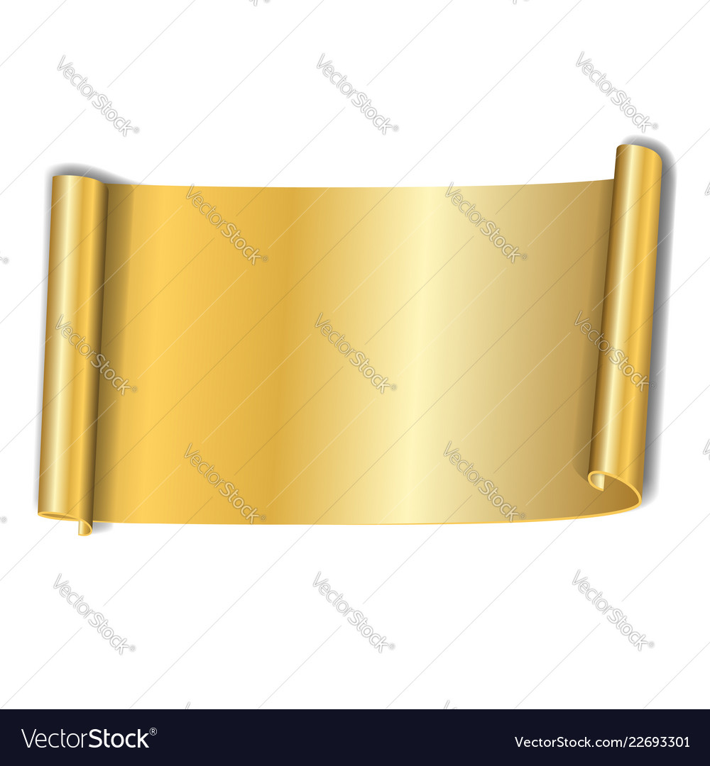 Gold scroll isolated on white background golden Vector Image