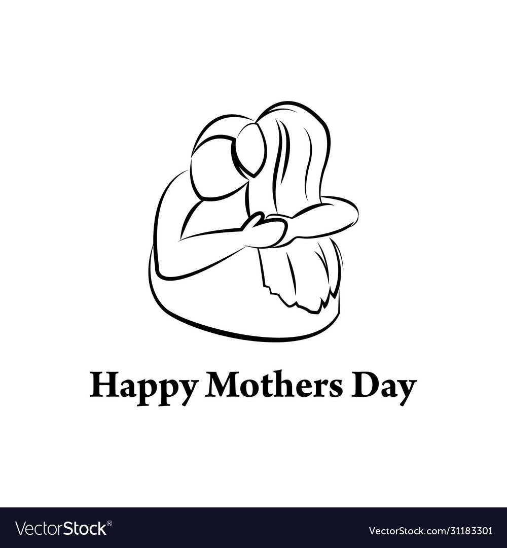 Happy mothers daymother hug son logo