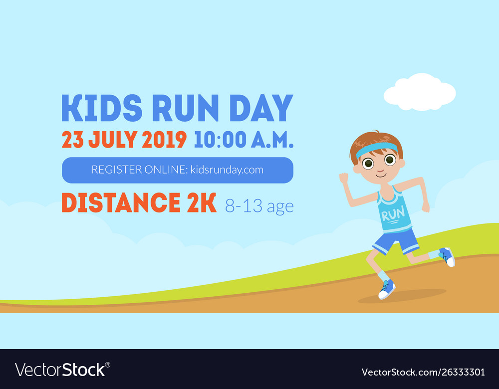 Kids Run Day Banner Template With Space For Text Vector Image