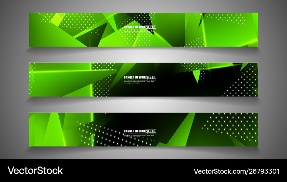 Set Triangle Background Light Header Banner Vector Image