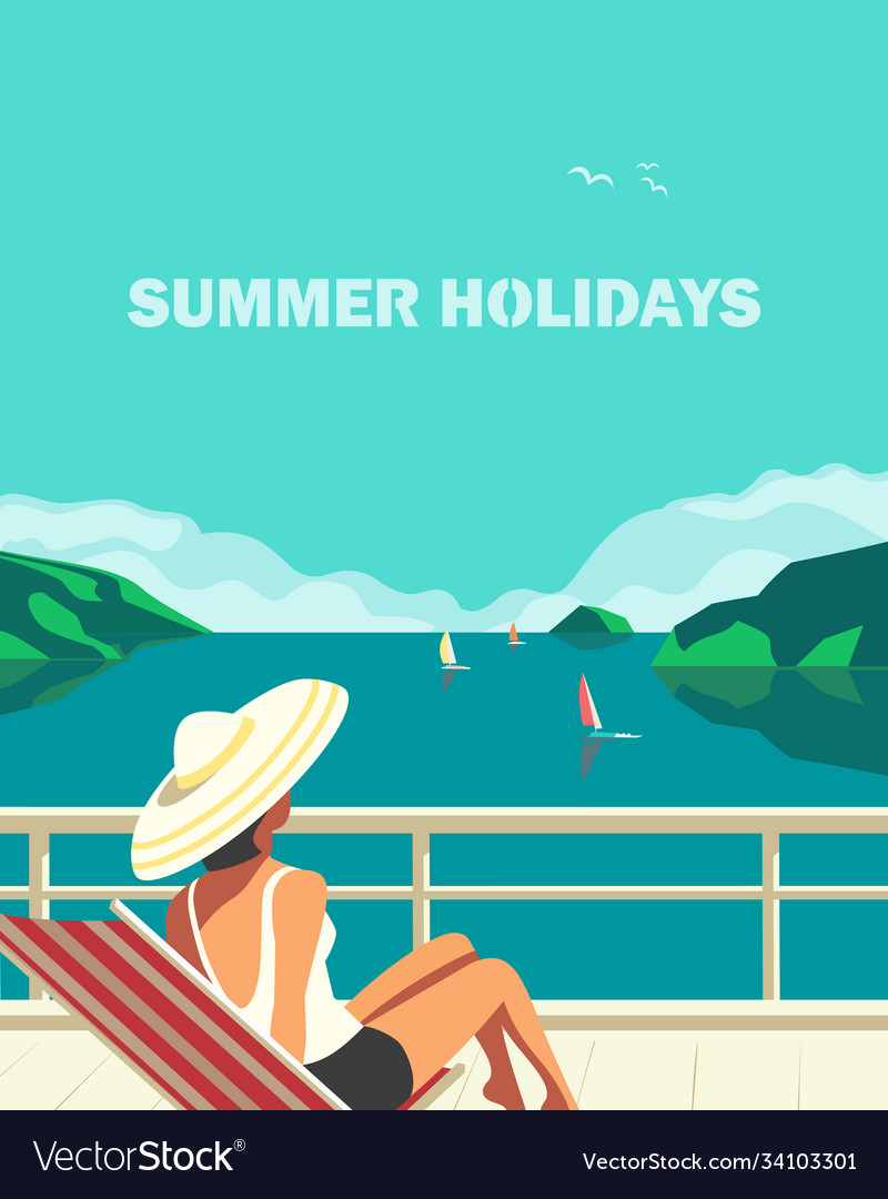 Summer holidays leisure time poster Royalty Free Vector