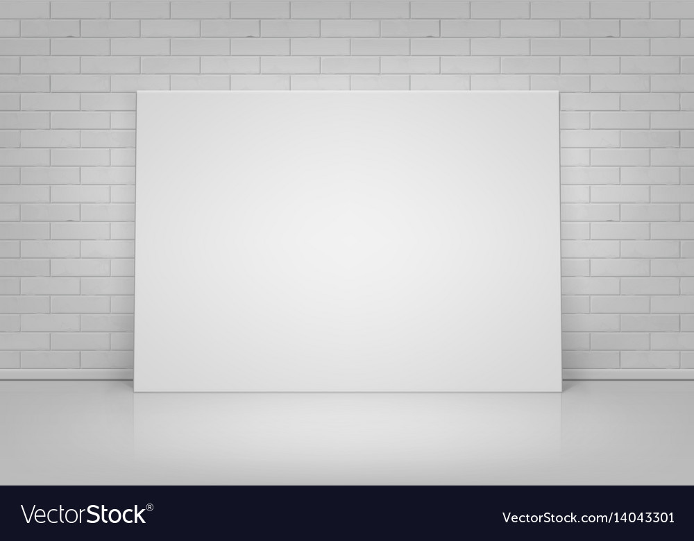 White Picture Frame Standing With Brick Wall Vector Image