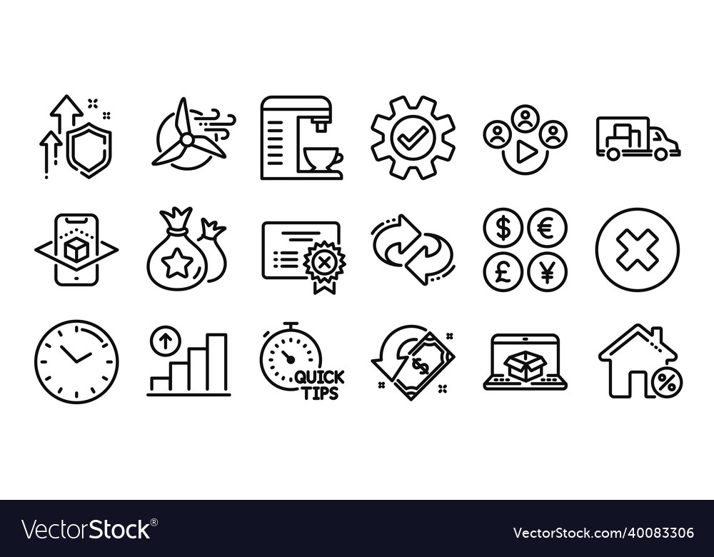 Coffee machine close button and windmill turbine Vector Image