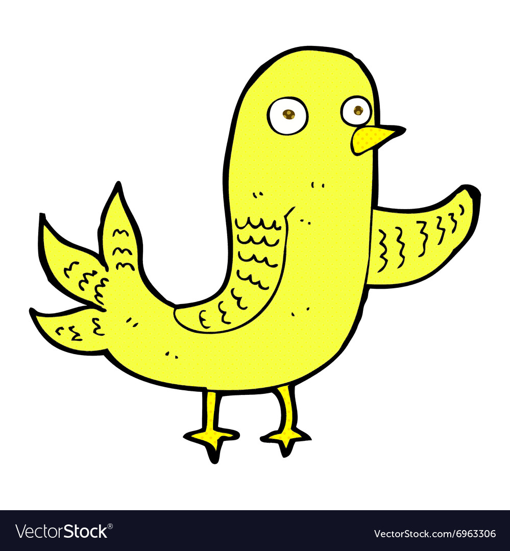 Comic cartoon waving bird Royalty Free Vector Image