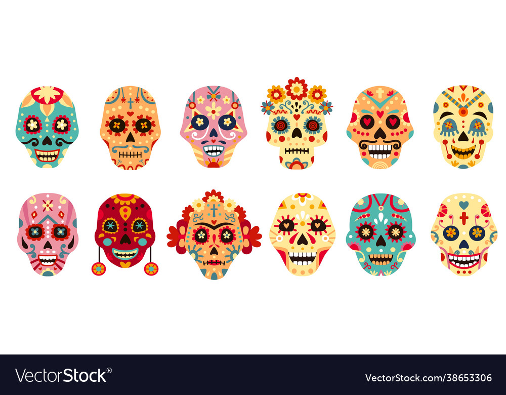 Dia de los muertos skull mexican day dead vector image Dia de los muertos skull mexican day dead
