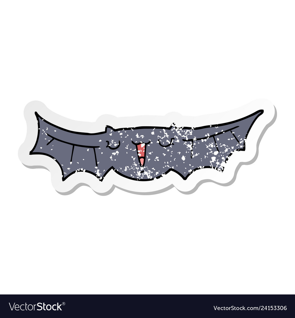 Distressed sticker of a cartoon bat