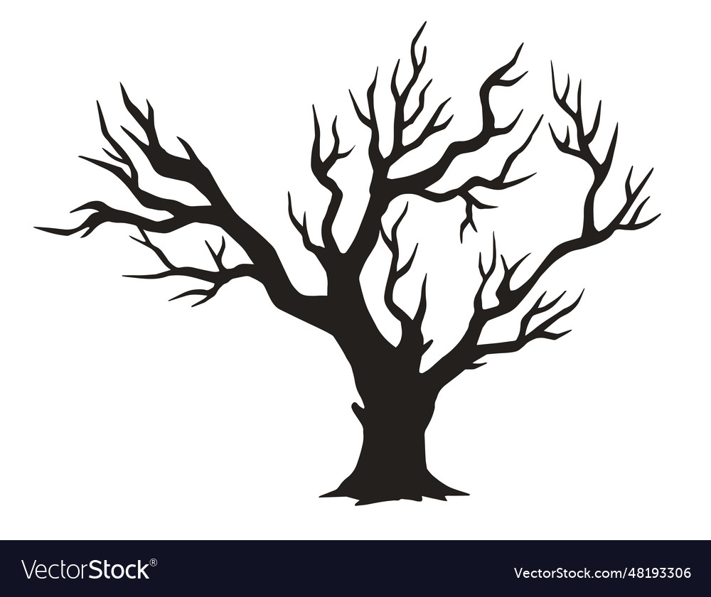 Dying tree silhouette sticker monochrome Vector Image