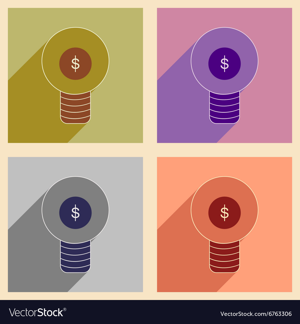 Flat with shadow icon concept dollar bulb