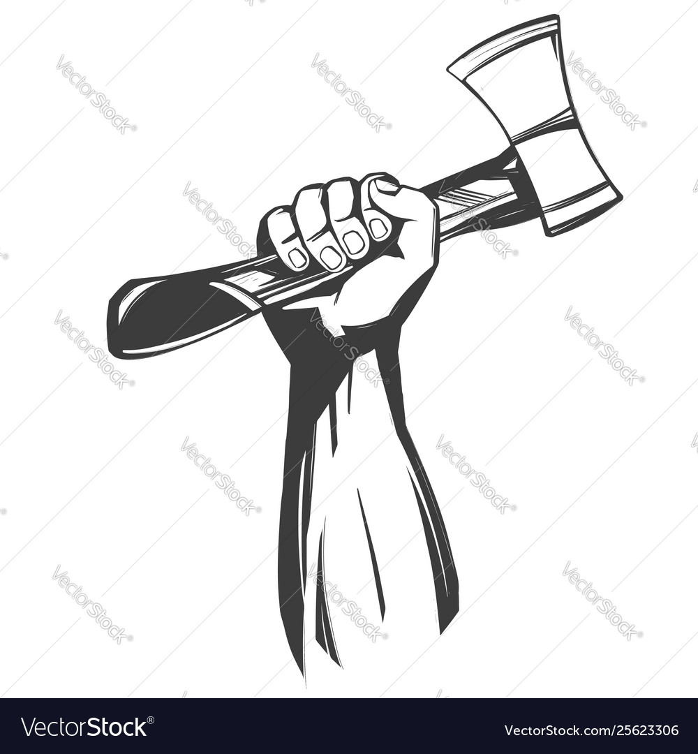 Hand holding a hatchet tools icon cartoon Vector Image