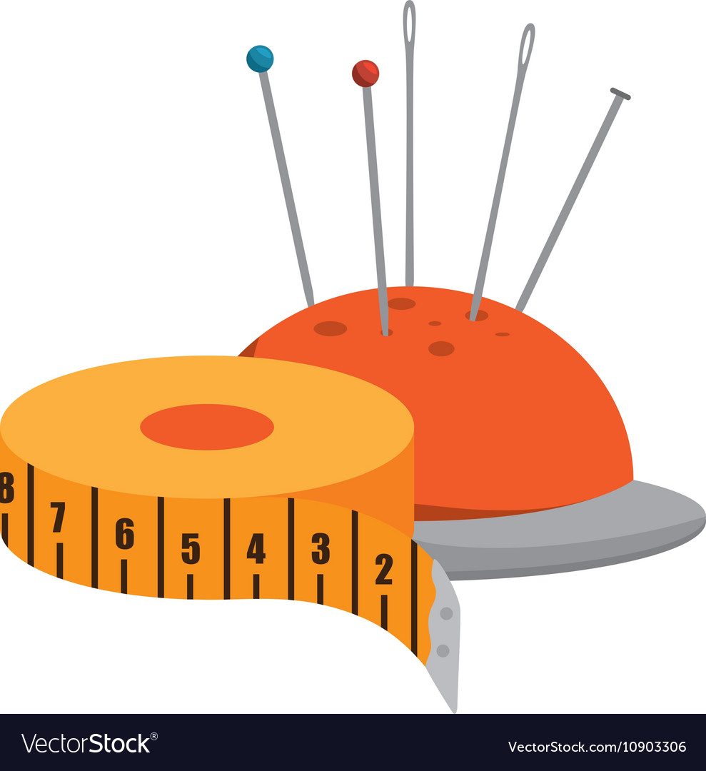 Pincushion with pins and needles Royalty Free Vector Image