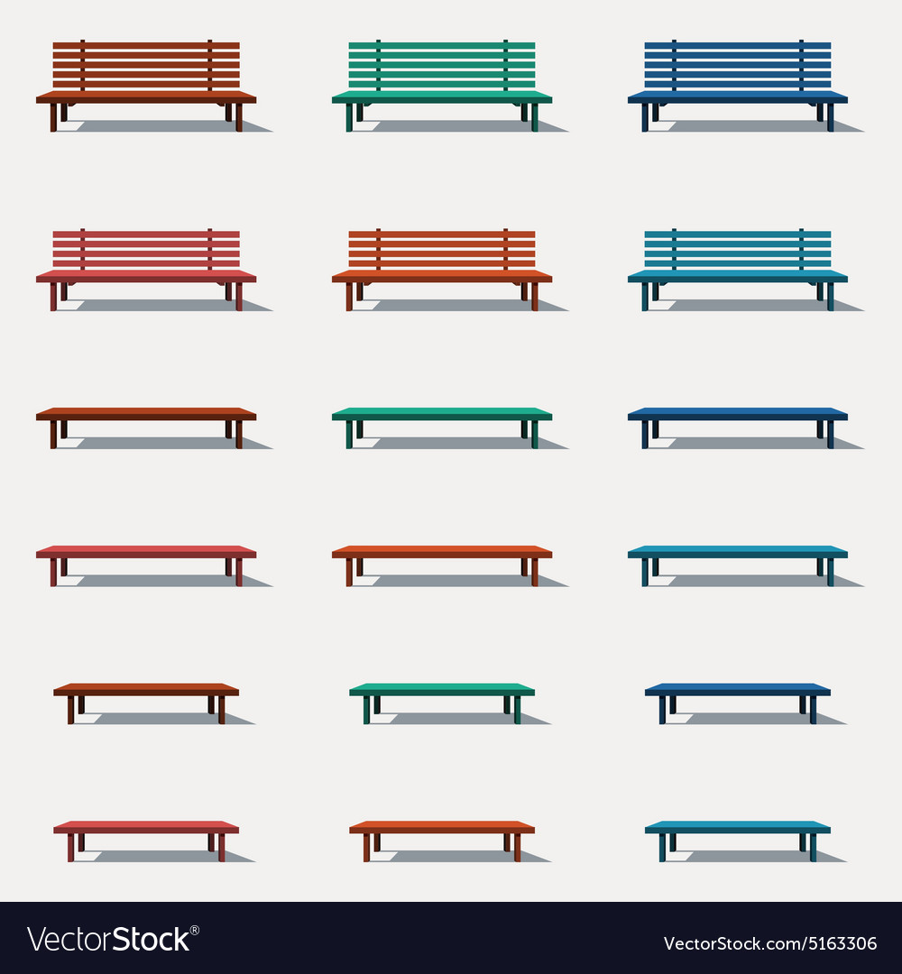 Set of different types benches Royalty Free Vector Image