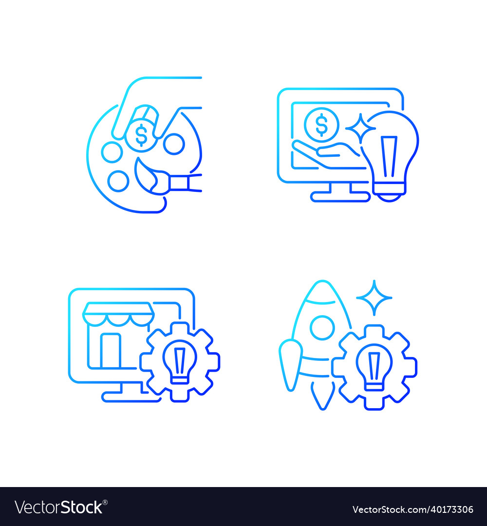 Startup ideas gradient linear icons set