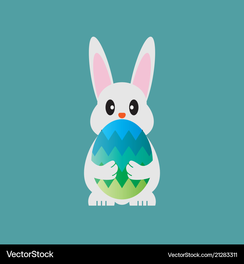 Cute bunny holding easter egg Royalty Free Vector Image