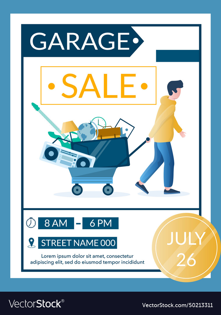 Garage sale advertisement banner design template Vector Image