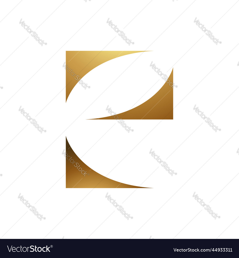 Golden letter e symbol on a white background