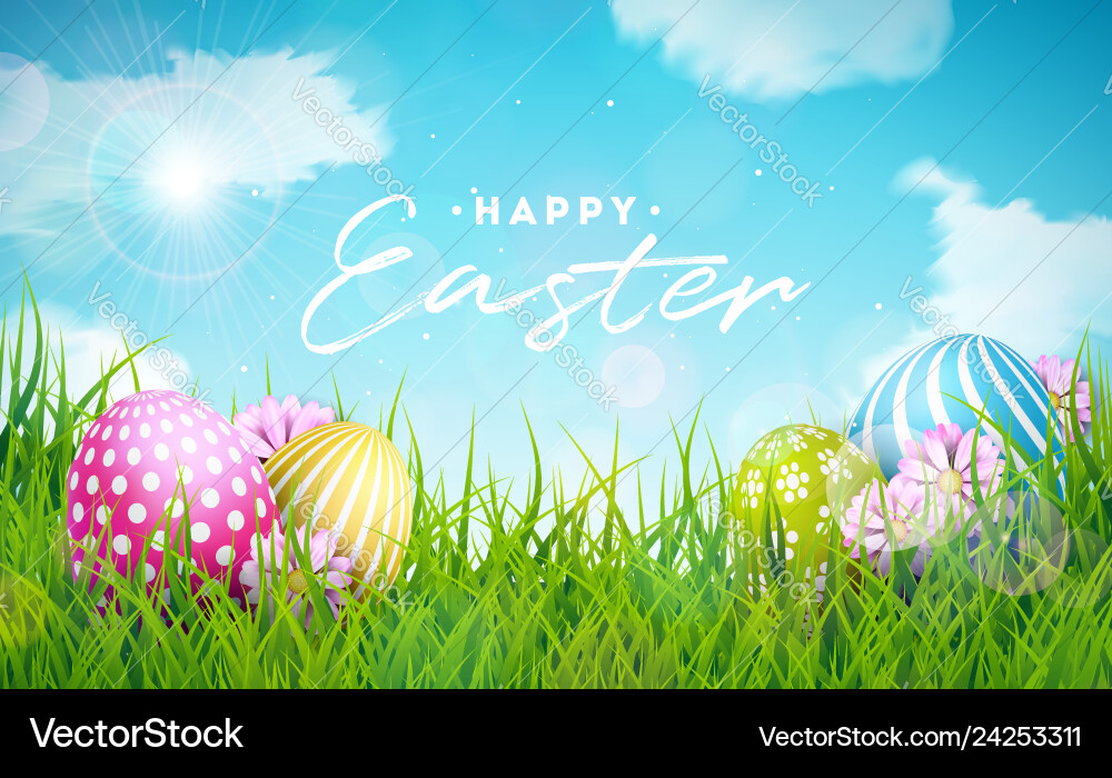 Happy easter holiday with painted egg Royalty Free Vector