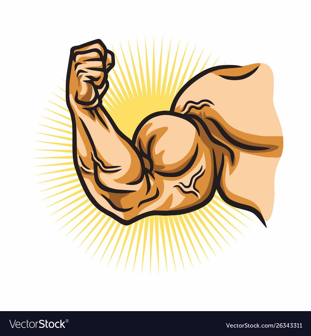 Muscular Strong Arm Powerful Hand Bicep Gym Vector Image