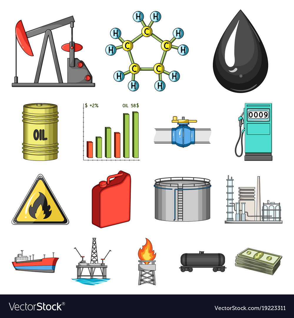 Oil industry cartoon icons in set collection Vector Image