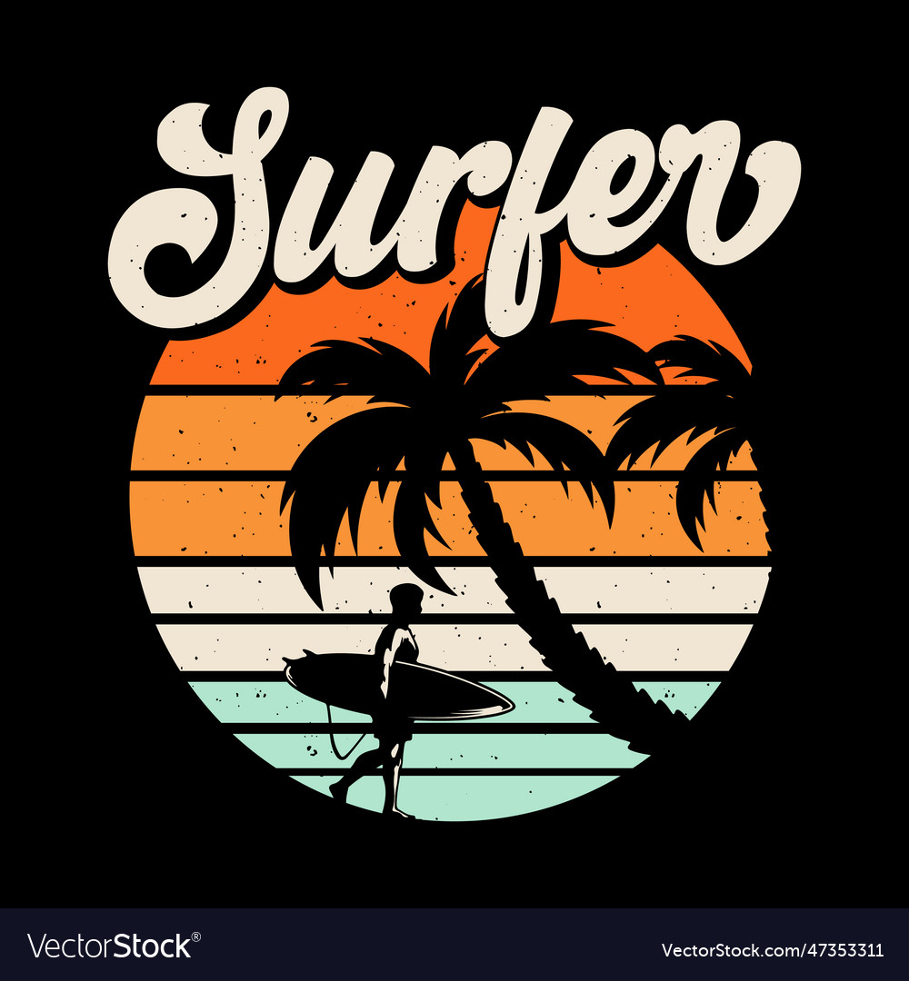 Surfing summer vacation t-shirt design Royalty Free Vector