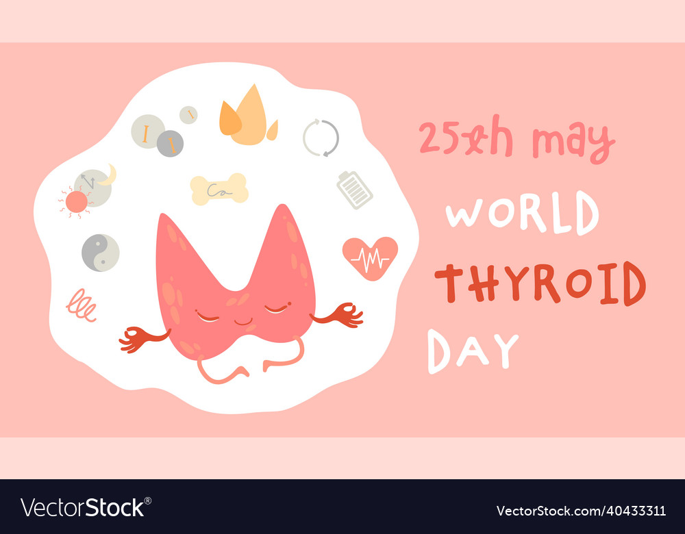 World thyroid day may 25 healthy happy thyroid Vector Image