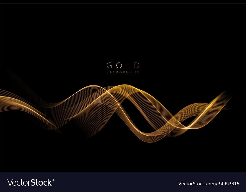 Abstract Shiny Golden Wavy Design Element Flow Vector Image 4554