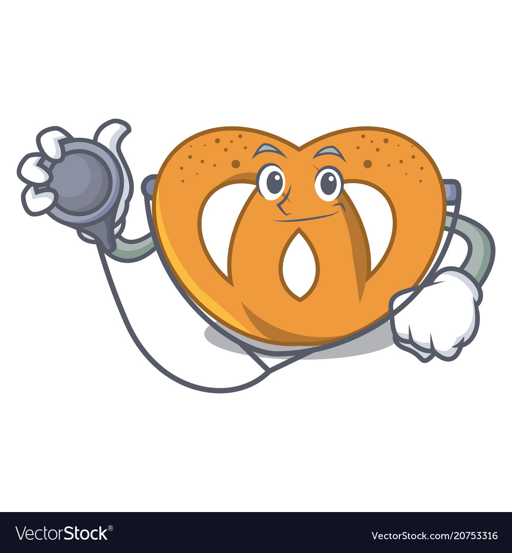 Doctor pretzel character cartoon style