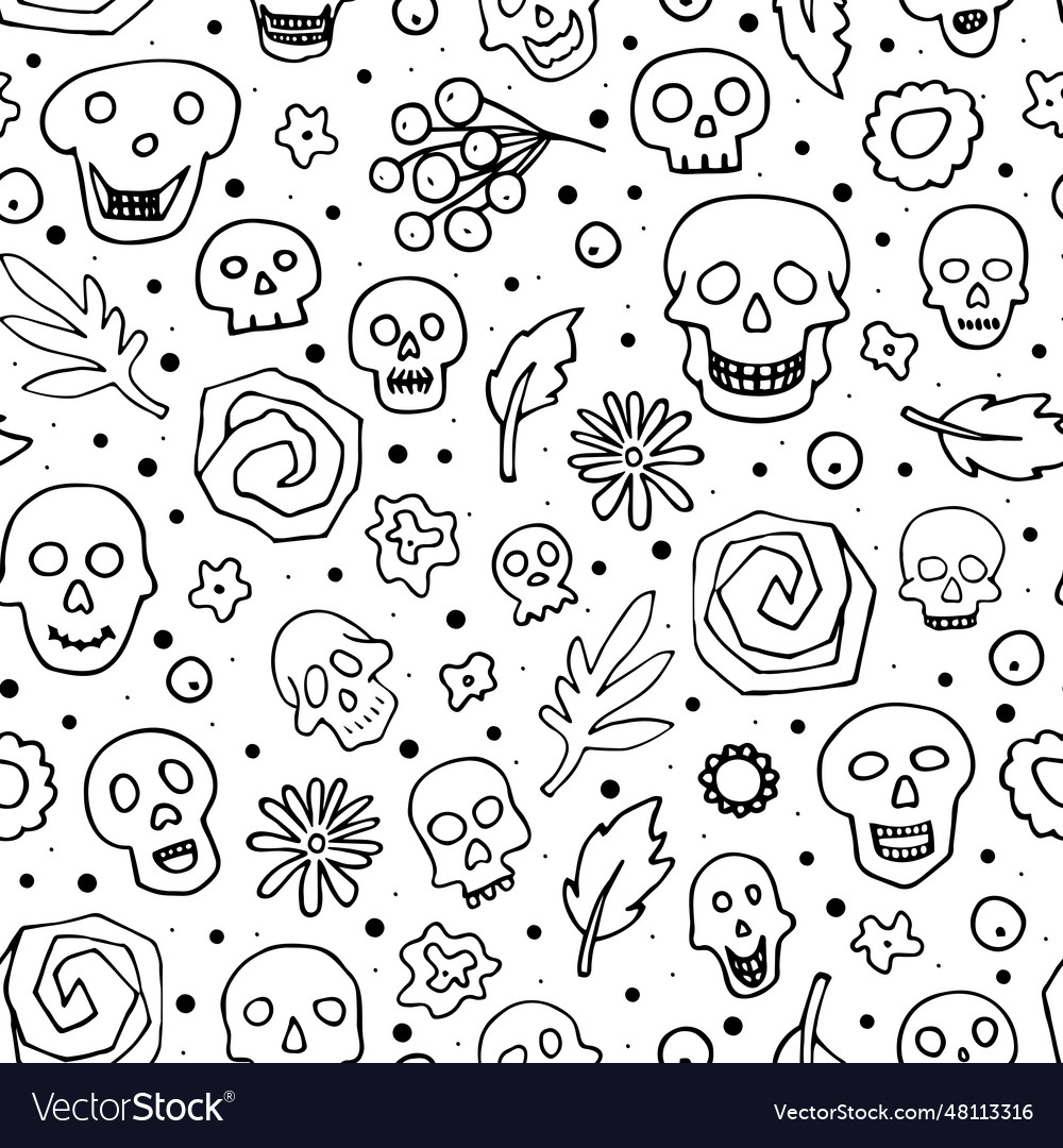 Doodle halloween the day of dead pattern Vector Image