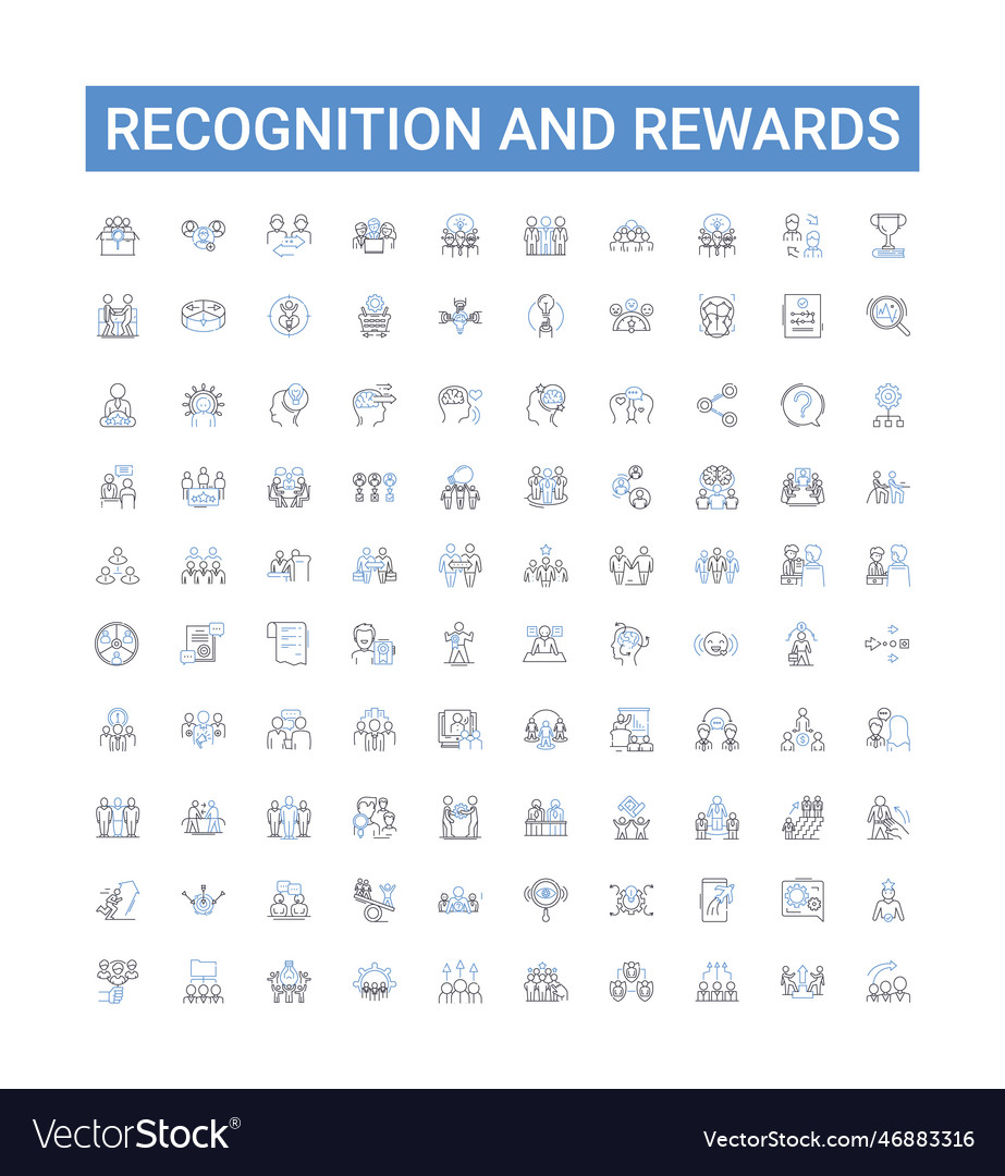 Recognition and rewards outline icons collection Vector Image