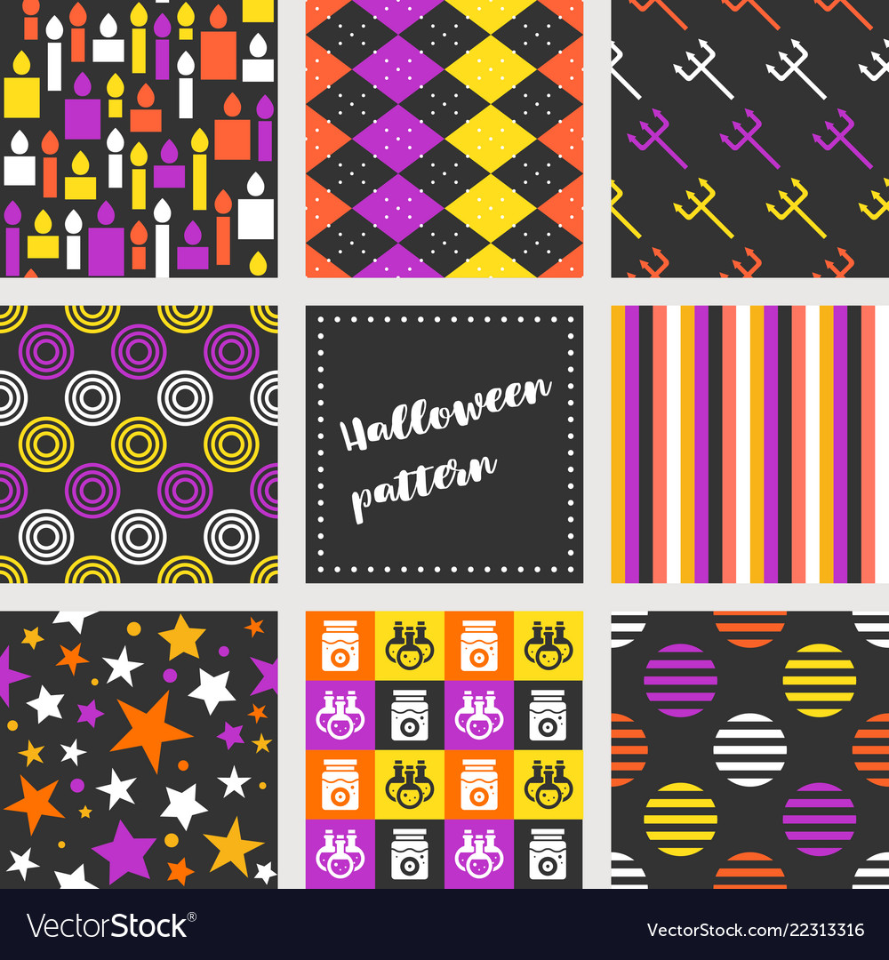 Set von halloween nahtlosen Muster flaches Design