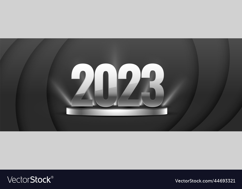 2023 new year event banner with 3d podium platform