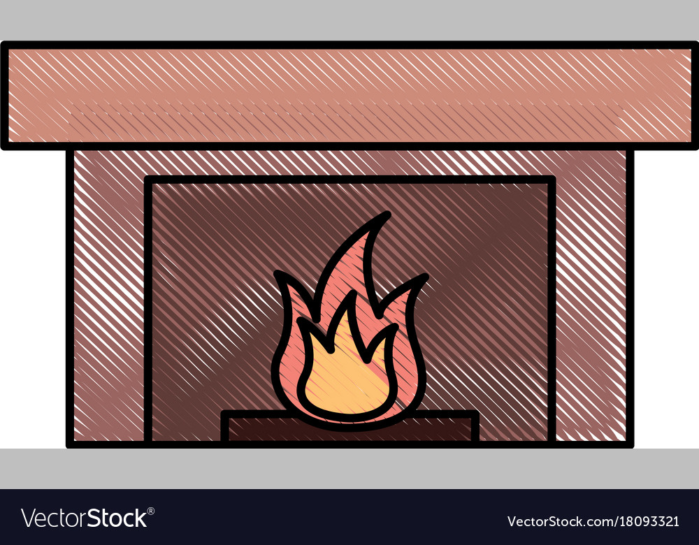 Fireplace Chimney Flame Indoor Decoration Vector Image