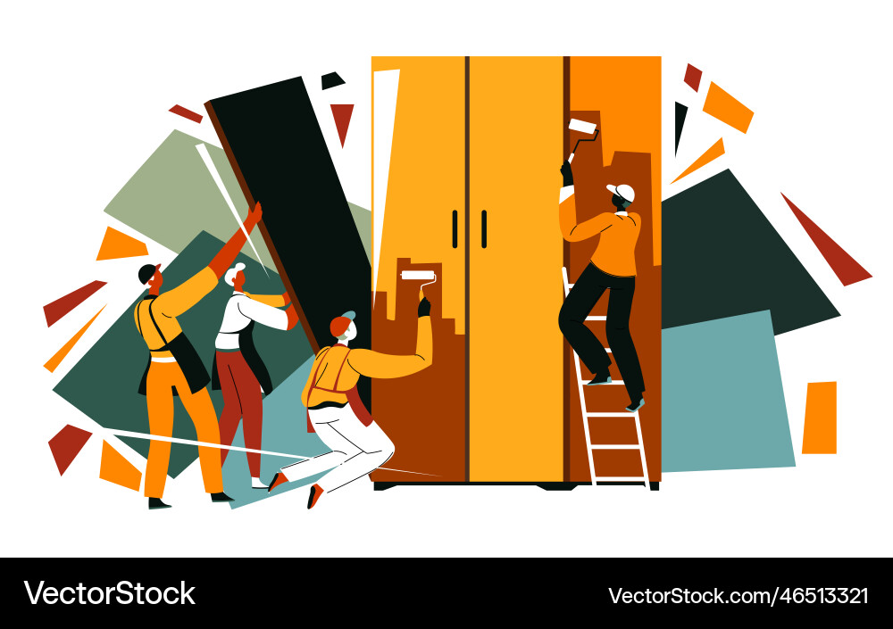 Furniture production company working on design Vector Image