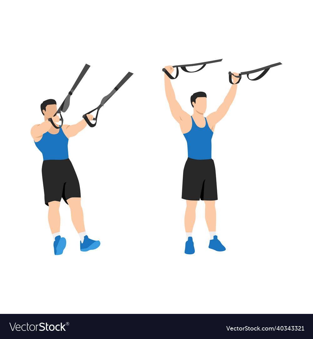 Man doing trx suspension straps deltoid flyes Vector Image