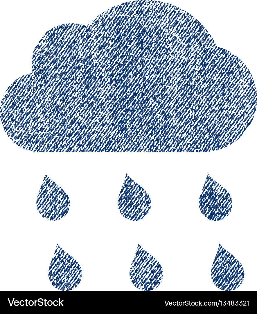 Rain cloud fabric textured icon Royalty Free Vector Image