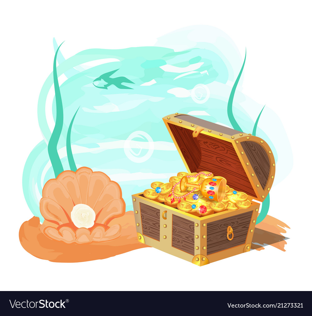 Sea and treasures poster Royalty Free Vector Image