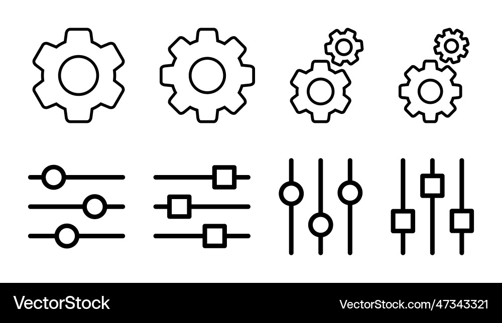 Setting icon set cog settings icon symbol Vector Image