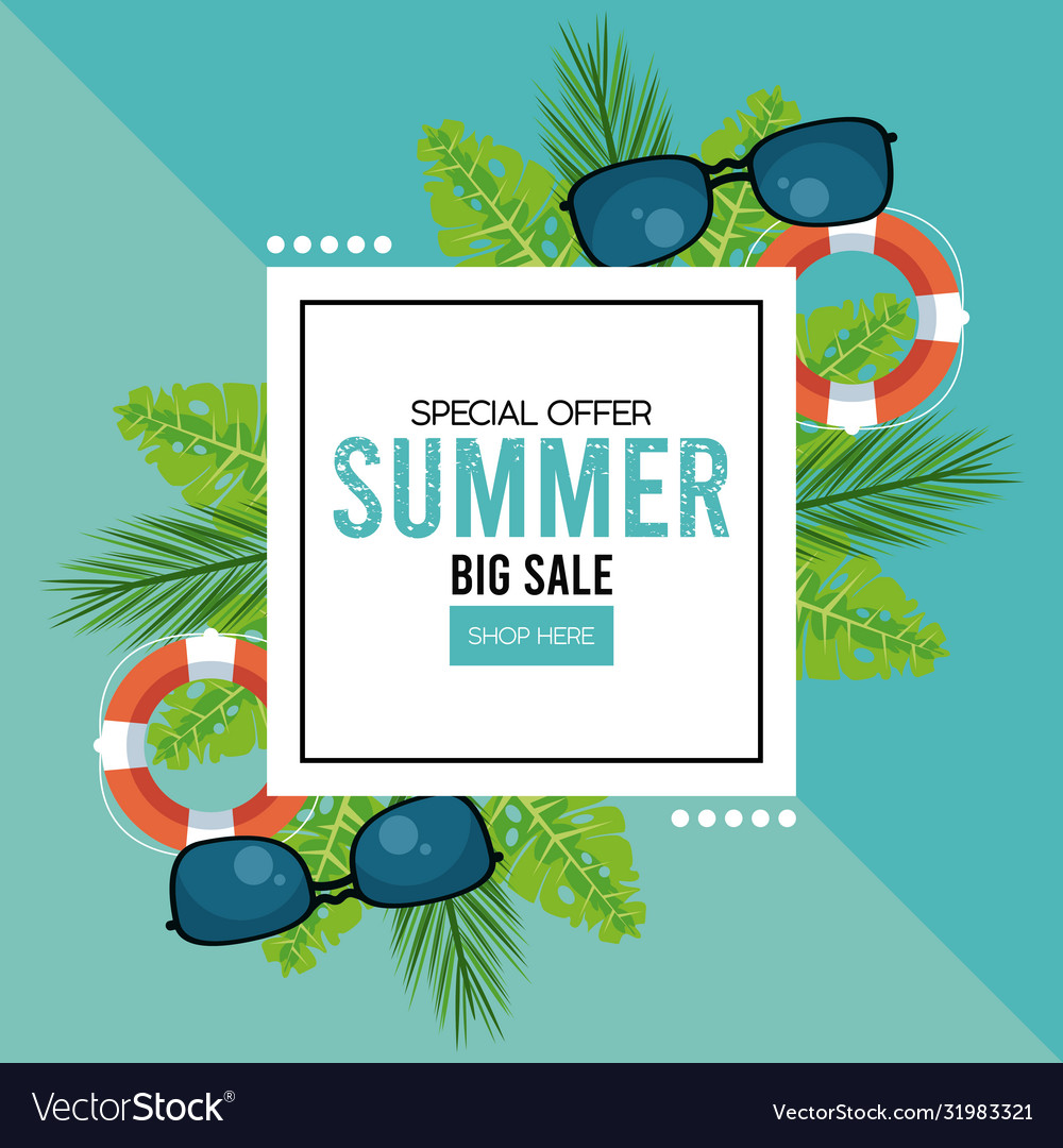 Summer holidays sale poster with square frame