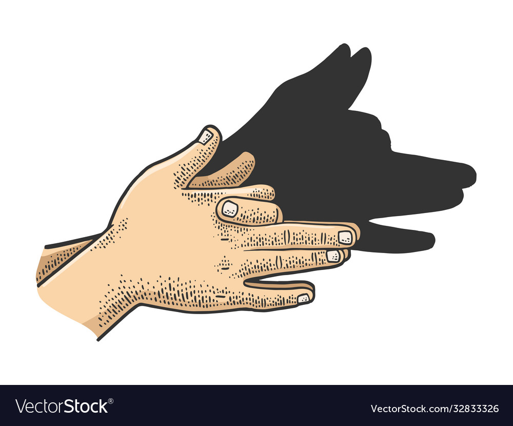 Hands show dog shadow sketch