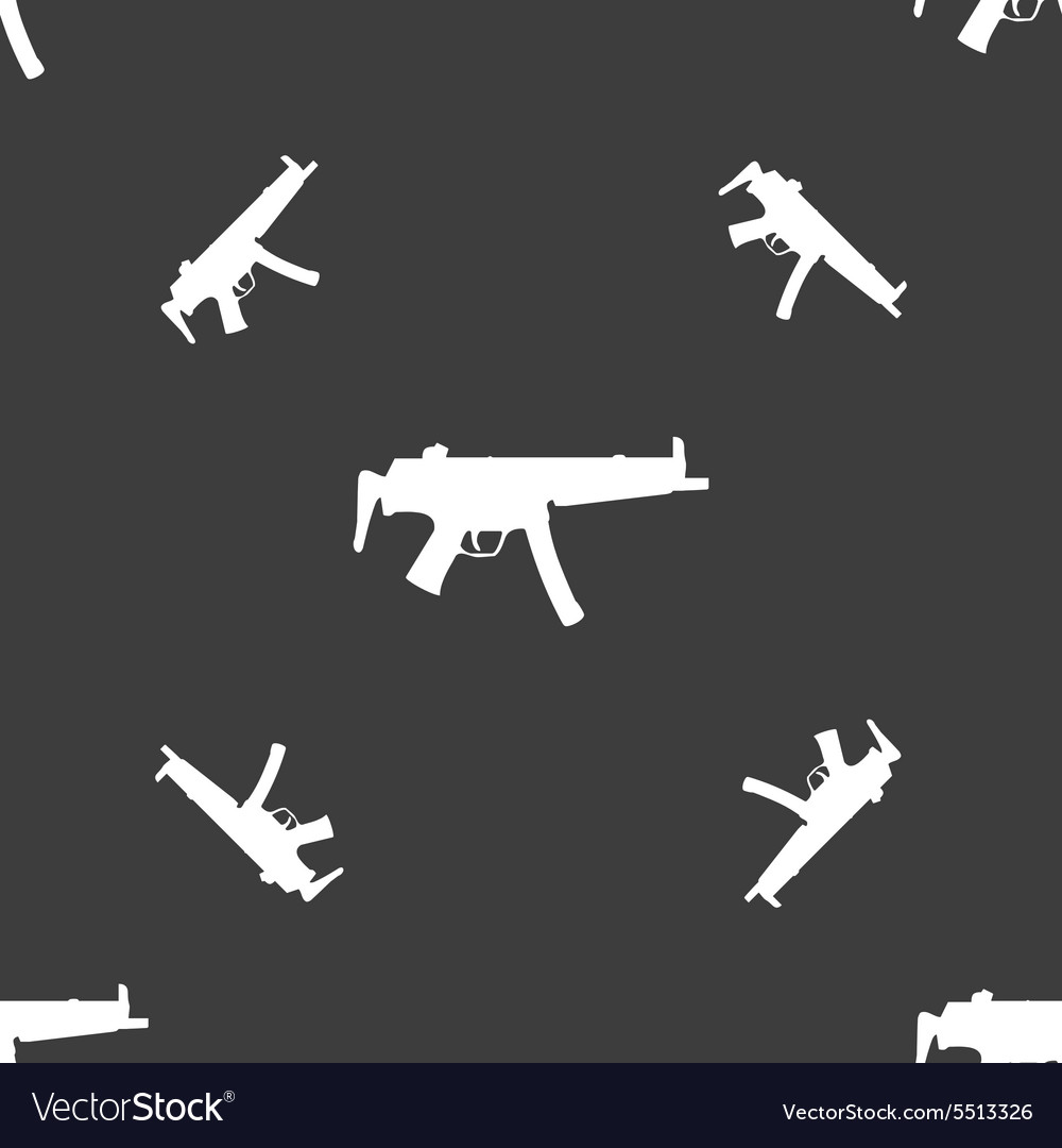 Machine gun icon sign seamless pattern on a gray